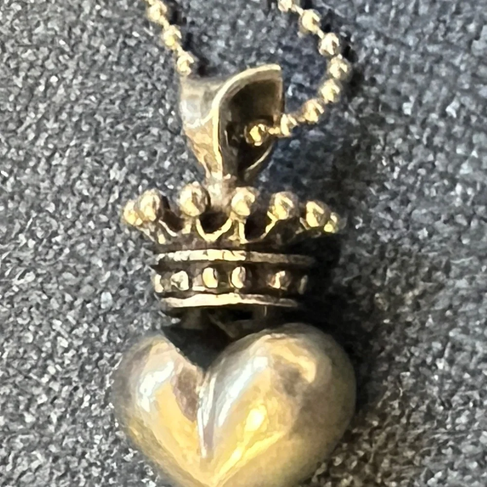Vintage- King Baby Studio- .925 Silver (Italy) Crown Heart Pendant Necklace - Picture 7 of 12